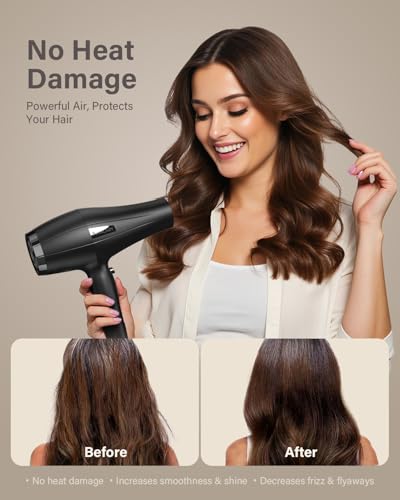 ANNLARY Ionic Hair Dryer 1875W with Diffuser & Nozzle