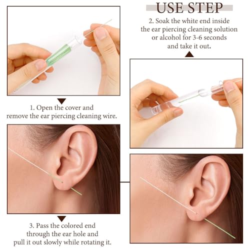 Mixed-Color Ear Piercing Floss Cleaner Set - 180PCS Ear Hole Cleaning Tool