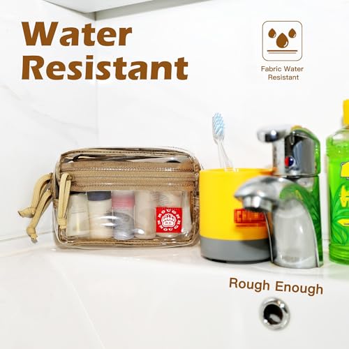 Rough Enough Clear TSA Approved Toiletry Bag Small Makeup Travel Pouch Compact Quart Size For Travel Business Trips Leakproof PVC With YKK Zipper