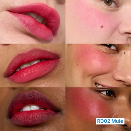fwee Lip & Cheek Blurry Pudding Pot - Buildable Airbrushed Blush & Lip Color (Mule, Pink Red) - 0.17 oz