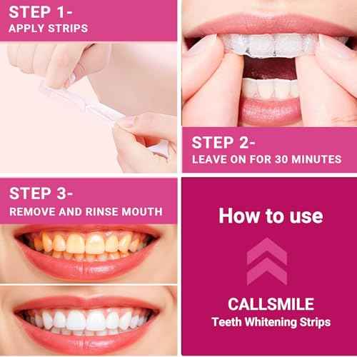 CALLSMILE Teeth Whitening Strips Kit 16 Treatments - Whitening Strips for Sensitive People, Fast Remove Smoking, Coffee, Wine Stains, White Strips for Teeth Whitening (32 Strips)