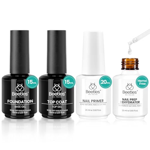 Beetles 4-Piece Nail Prep Kit with Base Coat, Top Coat, Dehydrator & Primer