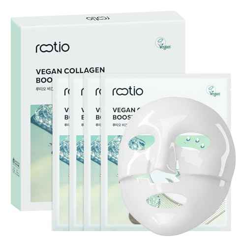 Vegan Collagen Deep Boosting Mask, Hydrating Overnight Face Mask, Pore Minimizing, Elasticity, Firming, Sleeping Hydrogel Mask for Glass Skin, Korean Skincare (1.41oz x 4ea)
