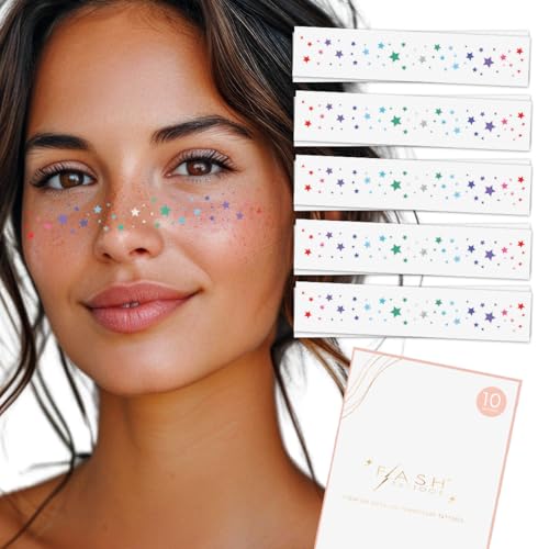 Rainbow Starry Freckles Metallic Temporary Tattoos - 10 Pack