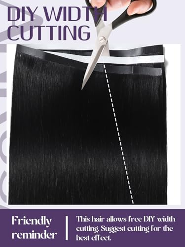 Anrosa Tape In Hair Extensions 16 Inch Remy Human Hair Jet Black