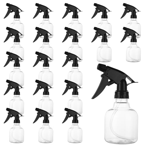 20 Pack 8oz Spray Bottles - Refillable Plastic with Adjustable Nozzle for Cleaning, Hair, Plants & Household Use
