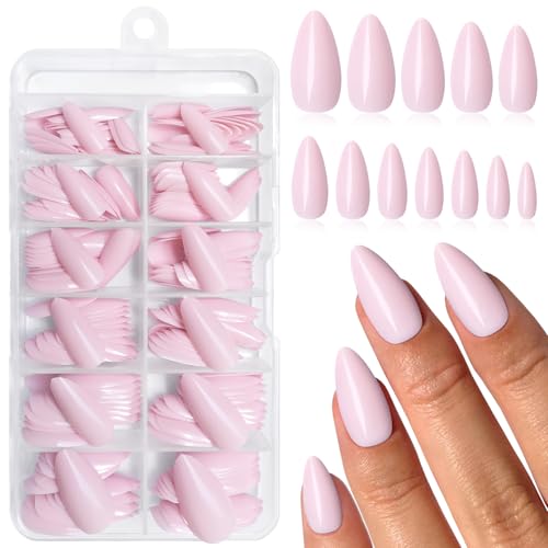 Lifextol 240PC Purple Almond Press on Nails Medium Fake Nails Press ons, False Acrylic Nails Press on Nails Almond Glue on Nails Artificial Nail Tips Fingernails Stick on Nails with Glue&Adhesive Tab