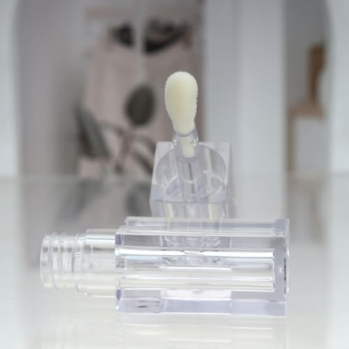 COSIDEA 24pcs PETG 5ml Empty square Transparent lipgloss tubes bulk wholesale with big wand lipgloss containers large doe foot tube for coconut oil bottle