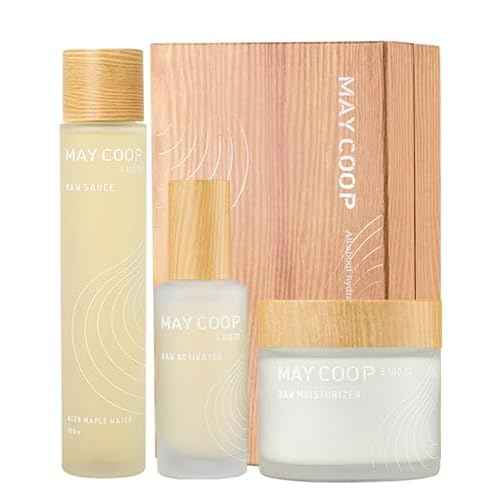 MAY COOP 3 STEP Moisturizing & Hydrating Korean Skincare Set - Essence Toner, Moisturizer Face Cream, Organic Activator Facial Serum All Skin Type