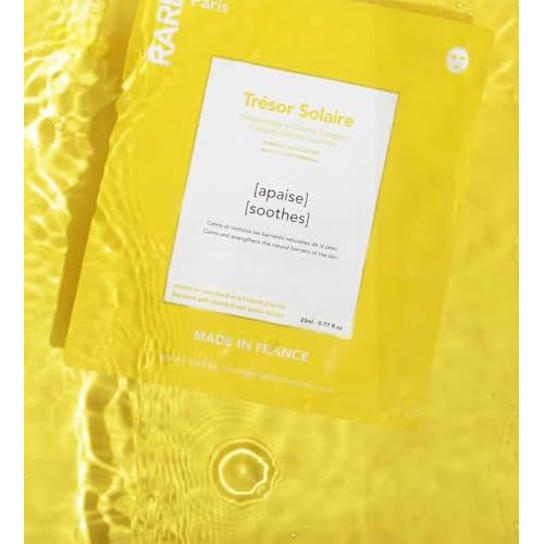 RARE Paris - Tr?sor Solaire - Soothing Facial Sheet Mask - Soothing & Strengthening - With Vitamin E & Arnica - Brightening, Firming & Revitalizing - Multi-Active Serum Formula - 5 Pack