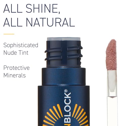 Brush On Block Sun Shine Protective Lip Oil SPF 30, Mineral Protection from UVA/UVB & Blue Light, Hydrating, Cruelty-Free, Gluten-Free, & Vegan, Fig