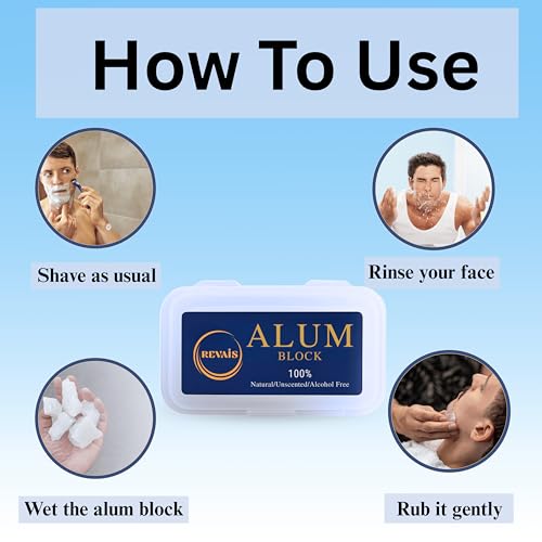 Natural Alum Block 100g ? 100% Pure Fitkari Stone Deodorant & Aftershave for Men, Soothes Razor Burn & Shaving Cuts, Astringent, Non-Staining, Unscented, Alcohol-Free, Gentle on Skin