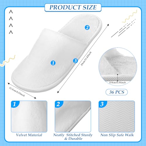 Disposable Slippers for Guest 36 Pairs Velvet Slippers and 400 Pieces Disposable Non Slip Thick Extra Long Shoe Covers for Indoor Outdoor Use