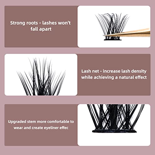 QUEWEL Cluster Lashes 72pcs C/D Curl 8-16mm DIY Eyelash Extensions