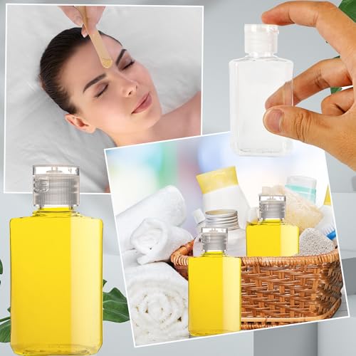 50 Pack 2 oz Plastic Clear Bottles with Flip Cap Mini Travel Bottles Empty Hand Sanitizer Bottles Portable Refillable Containers for Shampoo Body Soap Lotions