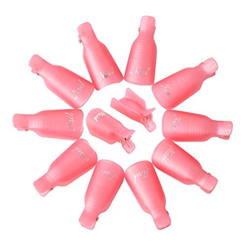 Pink Nail Polish Remover Wrap Clips - Reusable Acrylic Soak Off Caps for UV Gel & Nail Art