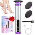 CYFERUY Silver Electric Foot Callus Remover with Nano-Glass Heads, Rechargeable Pedicure File, Up to 6H Runtime, Adjustable Speeds, Gift for Men Women