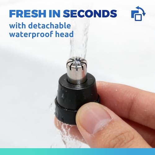 Lysandra Nose Hair Trimmer for Men: Painless Ear Hair Trimmer with 5 Month Battery Life ? Electric Nose Hair Remover Featuring an Easy to Clean Detachable Head, Black