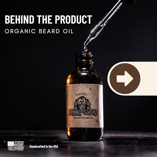 Johnny Slicks Organic Beard Oil | Moisturizes, Reduces Dry Skin & Itch | US Made, Veteran Owned (Chemical-free w/Tea Tree, Jojoba, Coconut & Argan), Original