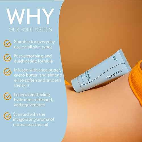 SEACRET Foot Cream - Enriched with Tea Tree Oil, Shea Butter, Cocoa Butter, Olive Oil, and Dead Sea Minerals
