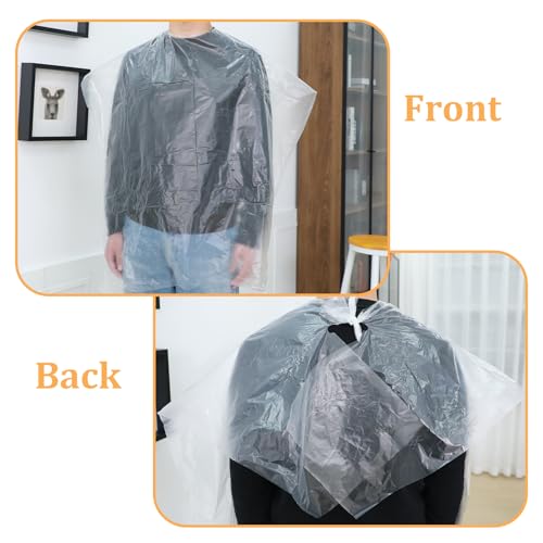 100 Pcs Disposable Hair Salon Cape 47x36" Clear Plastic