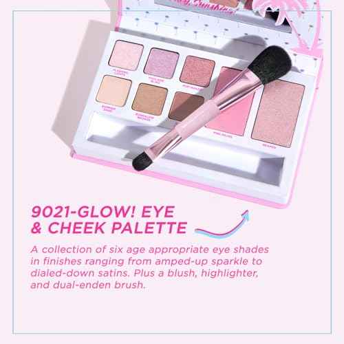 Petite ¡¯N Pretty 9021 Glow! Eye & Cheek Makeup Palette for Kids, Tweens and Teens -3-in-1 Makeup Palette of Blush, Eyeshadow, and Highlighter, Non-Toxic, Made in USA