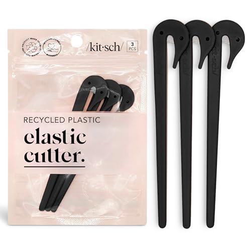 Kitsch No-Damage Elastic Hair Tie Cutter Tool Set, Black (3 Pack)
