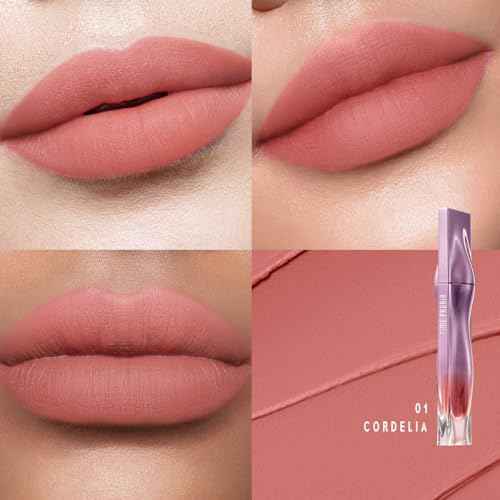 NEBULA VELVET LIP CREAM-Long Lasting Lip Stain, Waterproof and Transferproof Lip Tint, Matte Finish, Smooth Out Lip Lines, Lightweight & High Coverage, Stocking Stuffers (01 CORDELIA)