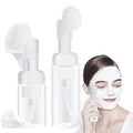 Pwsap 2 Pcs Pump Dispenser, 1oz/2oz (30/60 ml) Soap Foaming Bottle Mousse Foam Bottle Facial Cleanser Pump Dispenser with Silicone Foam Massage Clean Brush Head, Suitable for Face Wash Foaming