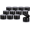 JUVITUS 8 oz Black PET Plastic Low Profile Jar with Black Flip Top Cap (12 Pack)