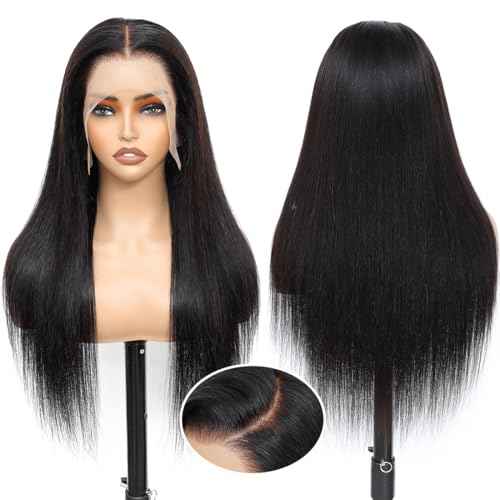 Straight Human Hair Wig 30 Inch Lace Front Wigs Human Hair 200 Density 13x6 HD Straight Lace Front Wigs Human Hair Pre Plucked Glueless Lace Frontal Wigs for Women Natural Black