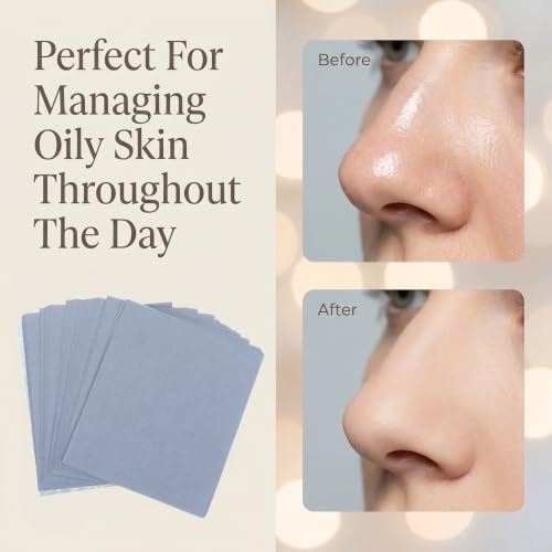 Oil Blotting Sheets for Face with Mirror & Puff - 100 Count