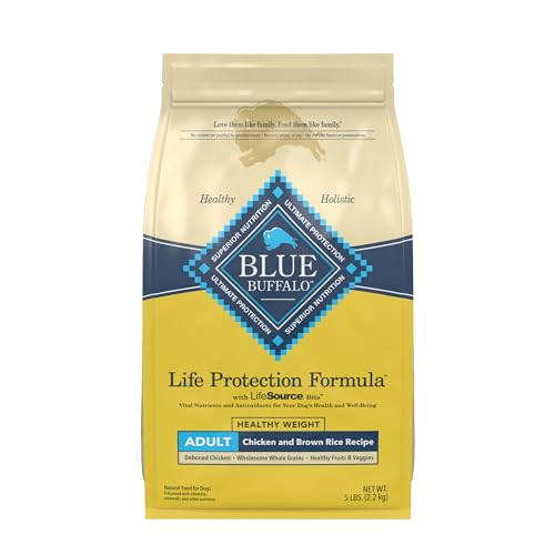 Blue Buffalo Life Protection Formula Healthy Weight Adult Dry Dog Food, Supports an Ideal Weight, Made with Natural Ingredients, Chicken & Brown Rice Recipe, 5-lb. Bag