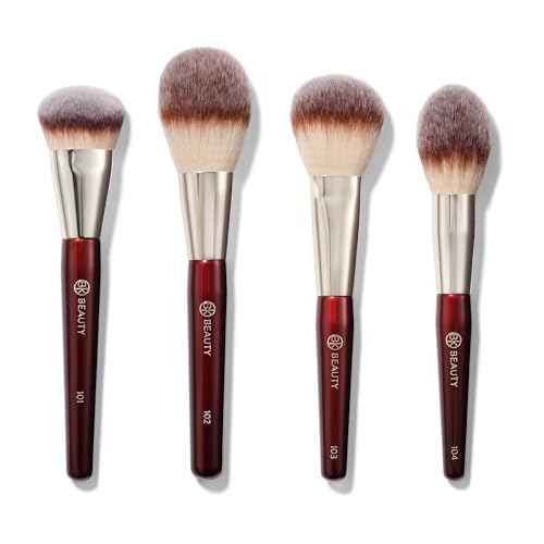 BK BEAUTY - ESSENTIALS FACE BRUSH SET (4PC) - Professional Makeup Brush Set for Liquid or Cream Foundations, Powder, Bronzer, Blush | Premium Makeup Brushes for Flawless Application