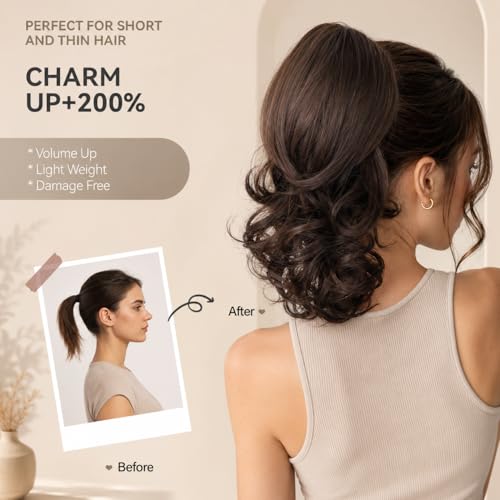 14" Layered Wave Ponytail Extension Clip-On Claw