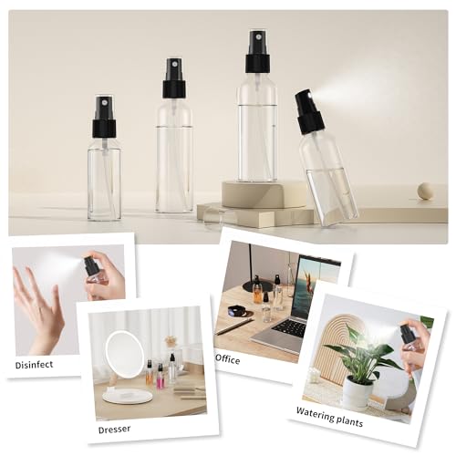 100PCS Small Spray Bottle, 1oz/30ml Travel Spray Bottle Clear Fine Mist Spray Bottles Plastic Empty Refillable Spray Bottles for Skin Care, Hair Care, Plant Care & Home Cleaning