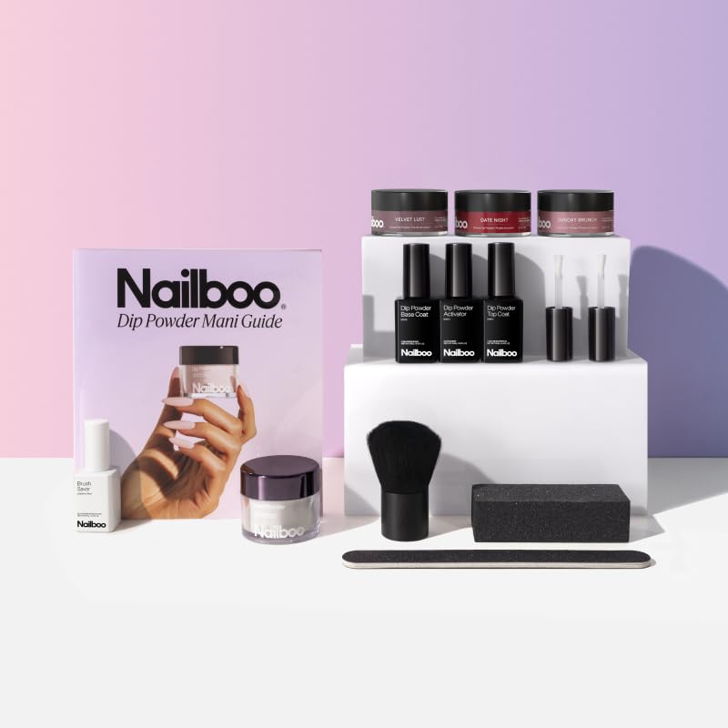 Nailboo Dip Powder Nail Kit Bundle with 3 Colors & Liquids - No UV Needed