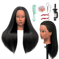 ARLEFENNI 21 Inch Black Mannequin Head with Hair for Cosmetology & Braiding