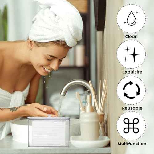 Rainmae Disposable Face Towel Holder with Lids, Disposable Face Towel Holder Bin, Face Napkins Storage Case, Custom Made for Clean Skin Club Face Towels Holder for Home and Makeup Organization
