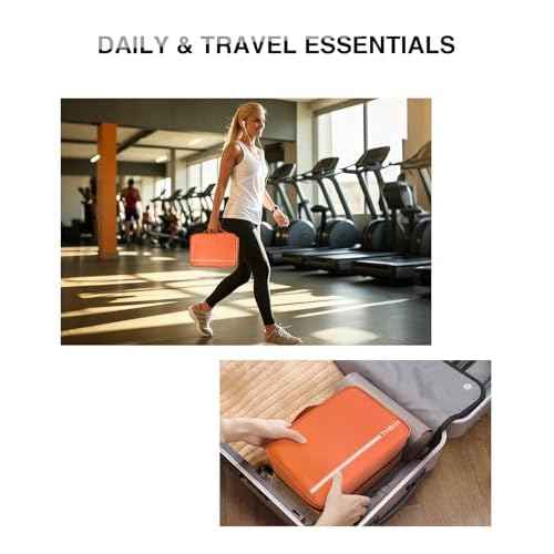 Travel Toiletry Bag for Women Men - Portable Large Hanging Organizer Makeup Bag for Cosmetic, Shampoo, Conditioner, Brushes Set, Cosmetic Travel Accessories Essentials, Orange