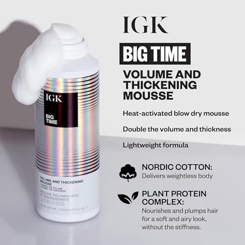 IGK Big Time Volume & Thickening Mousse, 6.2 Oz