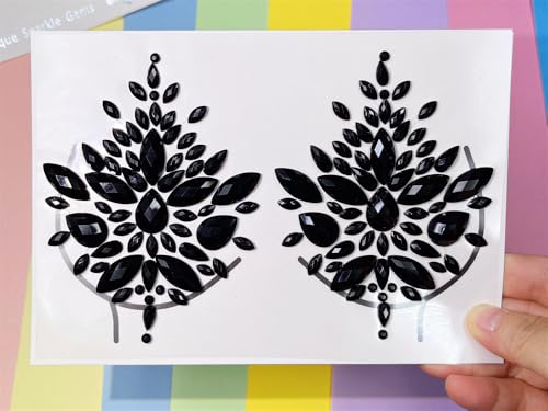 Topz Black Rhinestone Body Gems Sticker Temporary Tattoo