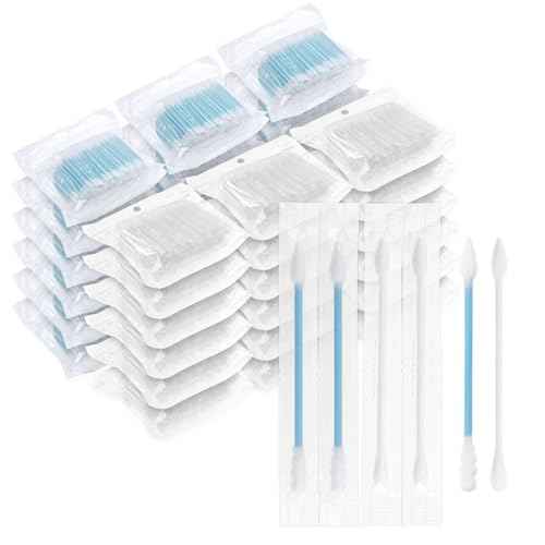 Cotton Swabs Individually Wrapped Travel Cotton Swabs, Cotton Stick Spiral Pointed Cotton Swab, Round Tip Cotton Swab, Double Tipped Cotton Swabs for Ear Makeup Cleaning Care (500 Count)