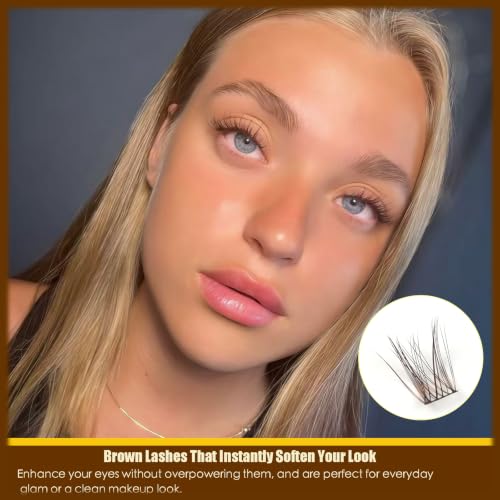 TEESTOU Dark Brown Wispy Lash Clusters Natural Look D-Curl 10-16mm