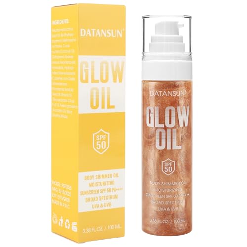 Sunscreen Body Glow Oil¡¼SPF 50¡½¡¼Lightweight¡½¡¼Natural Ingredient¡½Broad Spectrum Shimmer Sunscreen For Face and Body, ROSE