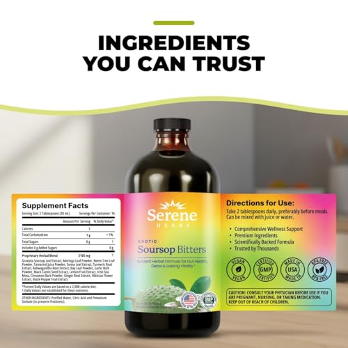 Serene Herbs Soursop Bitters Liquid - 16 fl oz Gut Health