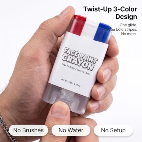 Red White Blue Face Paint Sticks for Sports - 3PC Set
