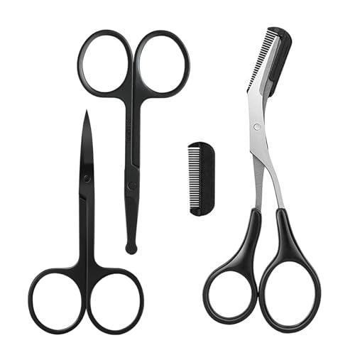 KAJUDA Eyebrow Scissors with Comb - 3PC Stainless Steel Grooming Set