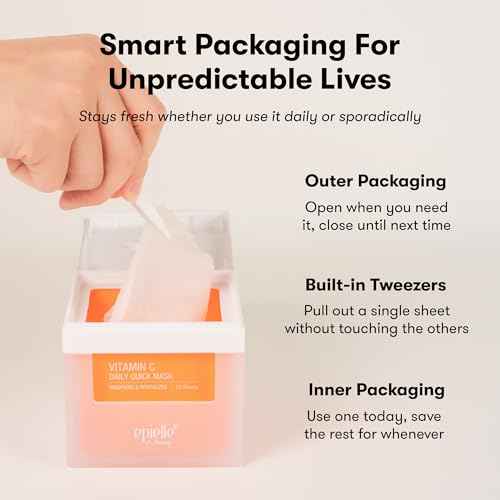Epielle Vitamin C Korean Face Masks 20 Pack - Brightening Sheet Masks with Niacinamide for Dark Spots & Glowing Skin, Thanksgiving Essentials & Stocking Stuffers for Women