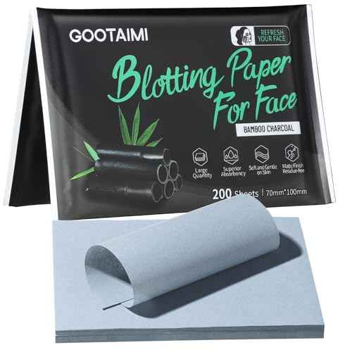 Blotting Paper for Oily Skin, Natural Bamboo Charcoal Blotting Paper, Oil Blotting Sheets for Face, 100 * 70MM Large Oil Absorbing Sheets Makeup Face Tissues, 200 Counts